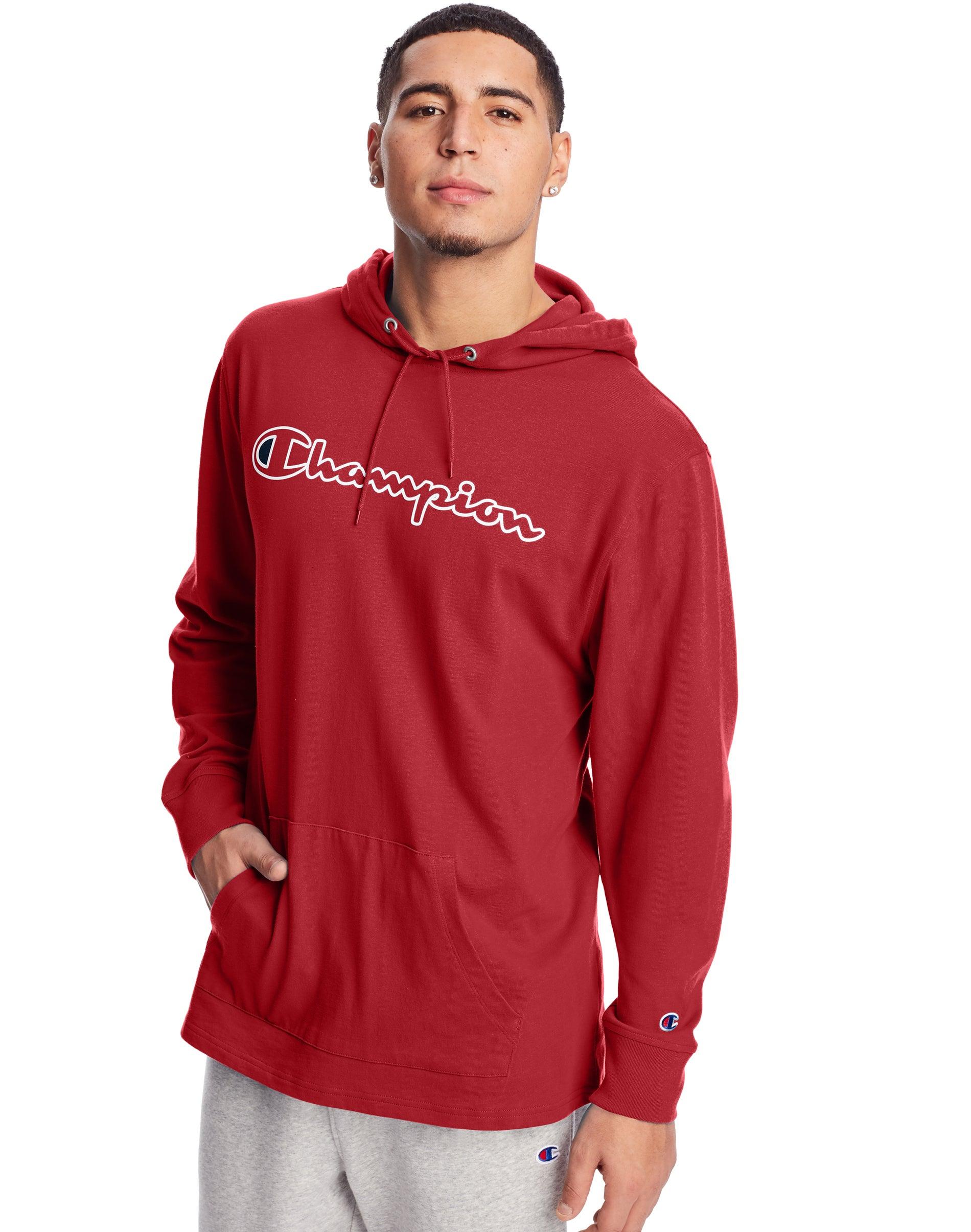 Champion Cotton Athletics Middleweight Jersey Hoodie in Red for Men - Lyst