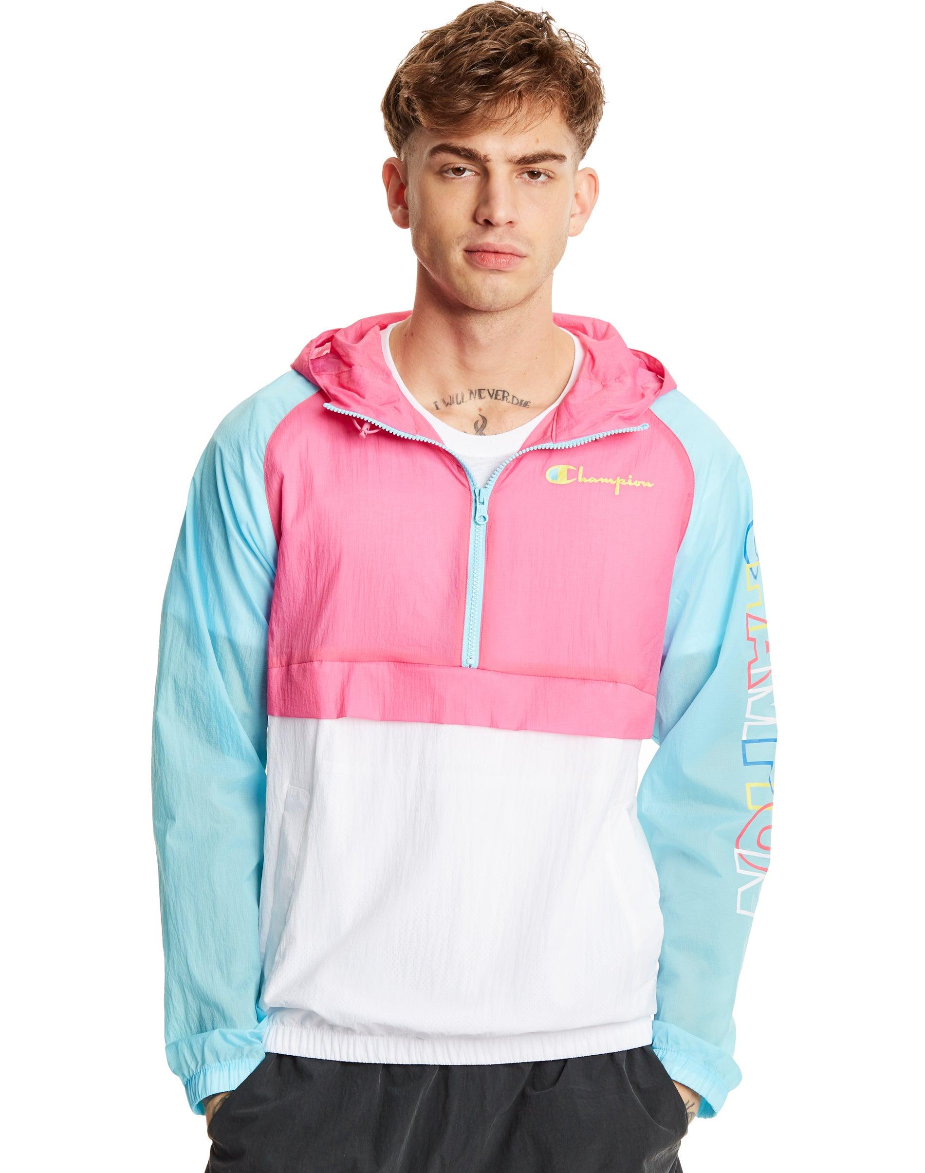 Pink and blue champion windbreaker Clearance