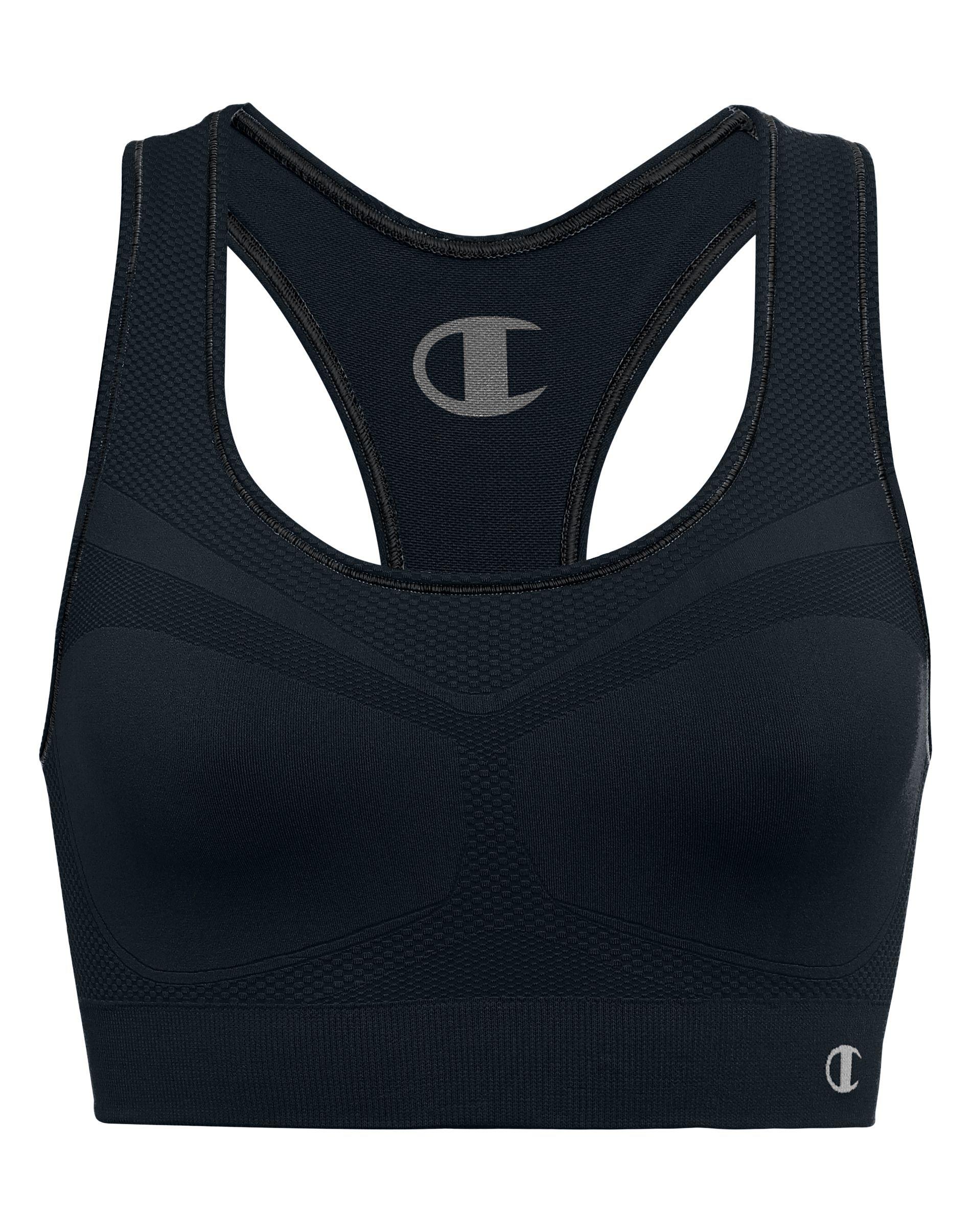 Champion Synthetic The Infinity Racerback Sports Bra in Black - Lyst
