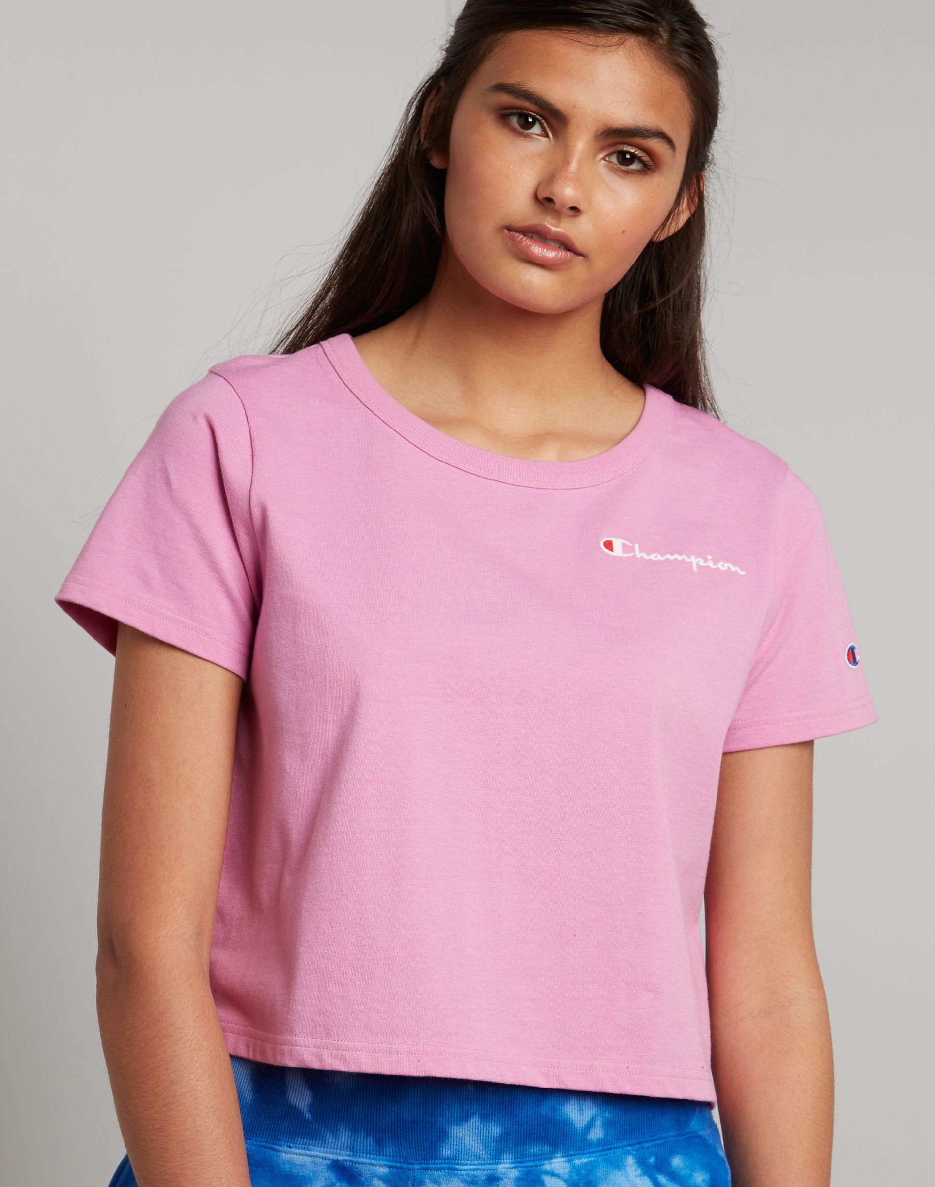 champion script logo cropped tee