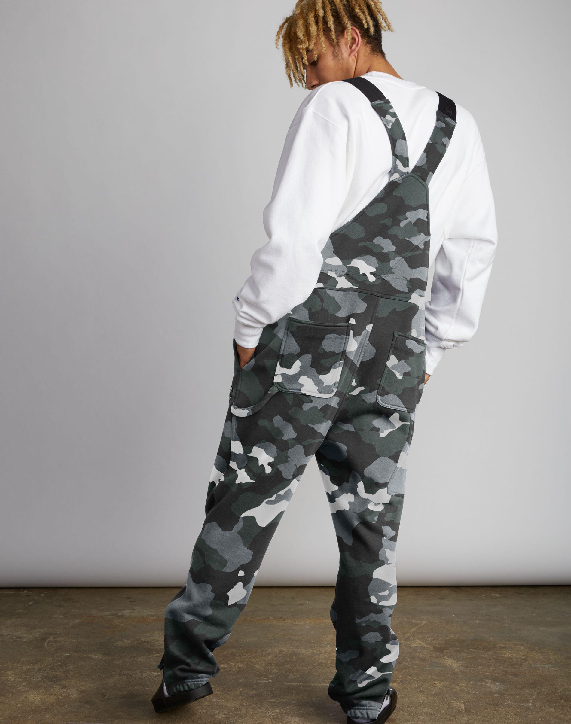 champion white camo fleece overalls