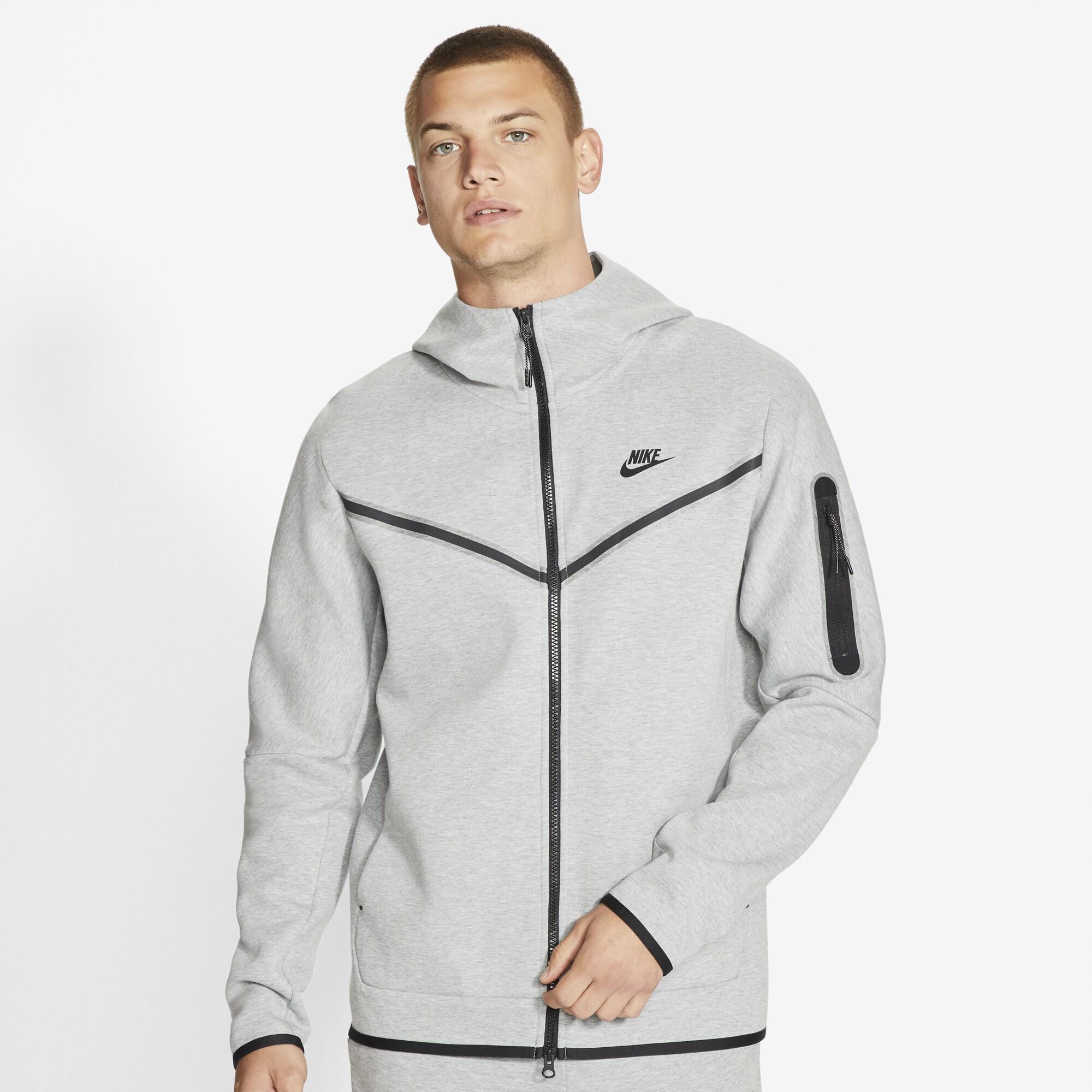 Nike Tech Fleece Full-zip Hoodie in Grey Heather/Black (Gray) for Men ...