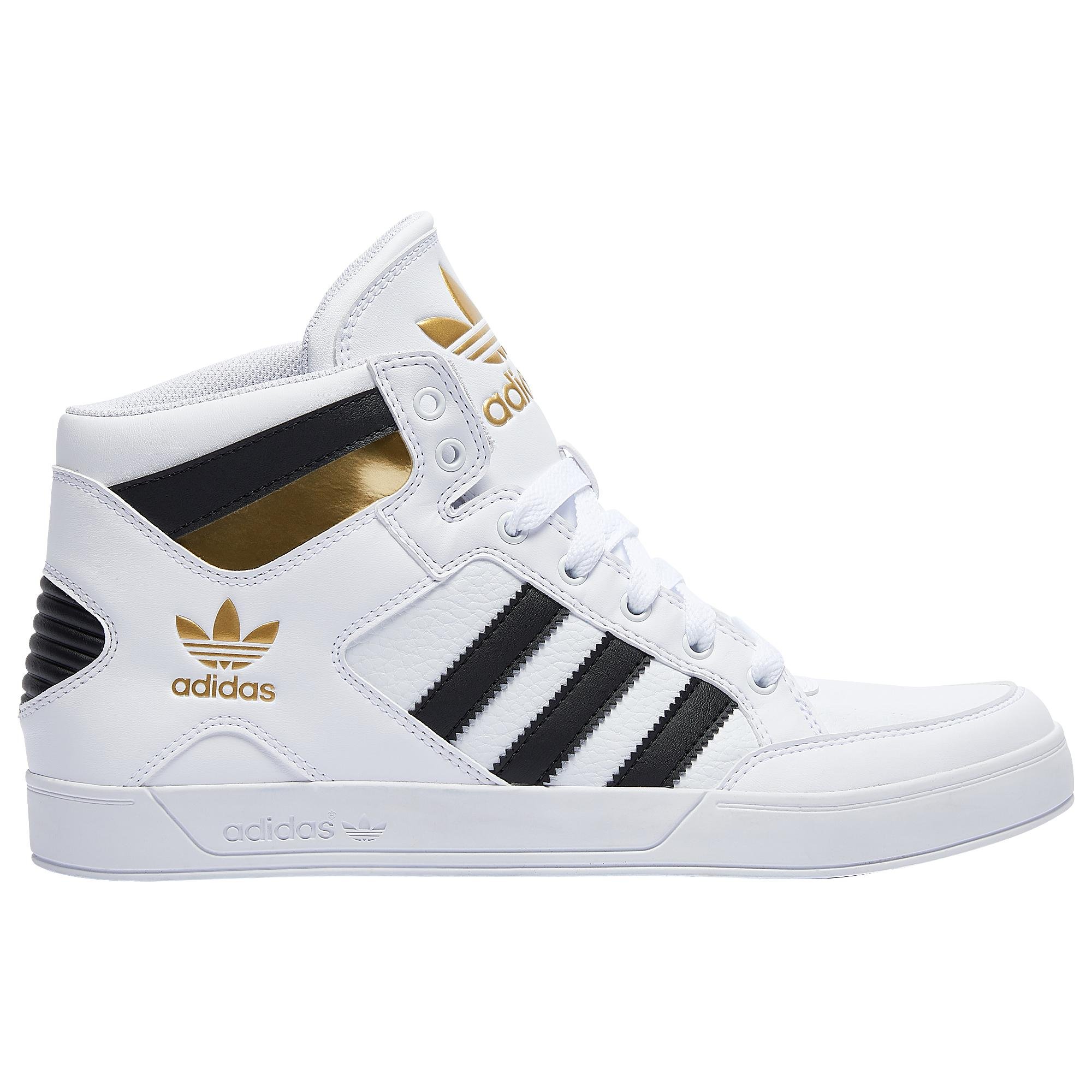 white and gold adidas high tops