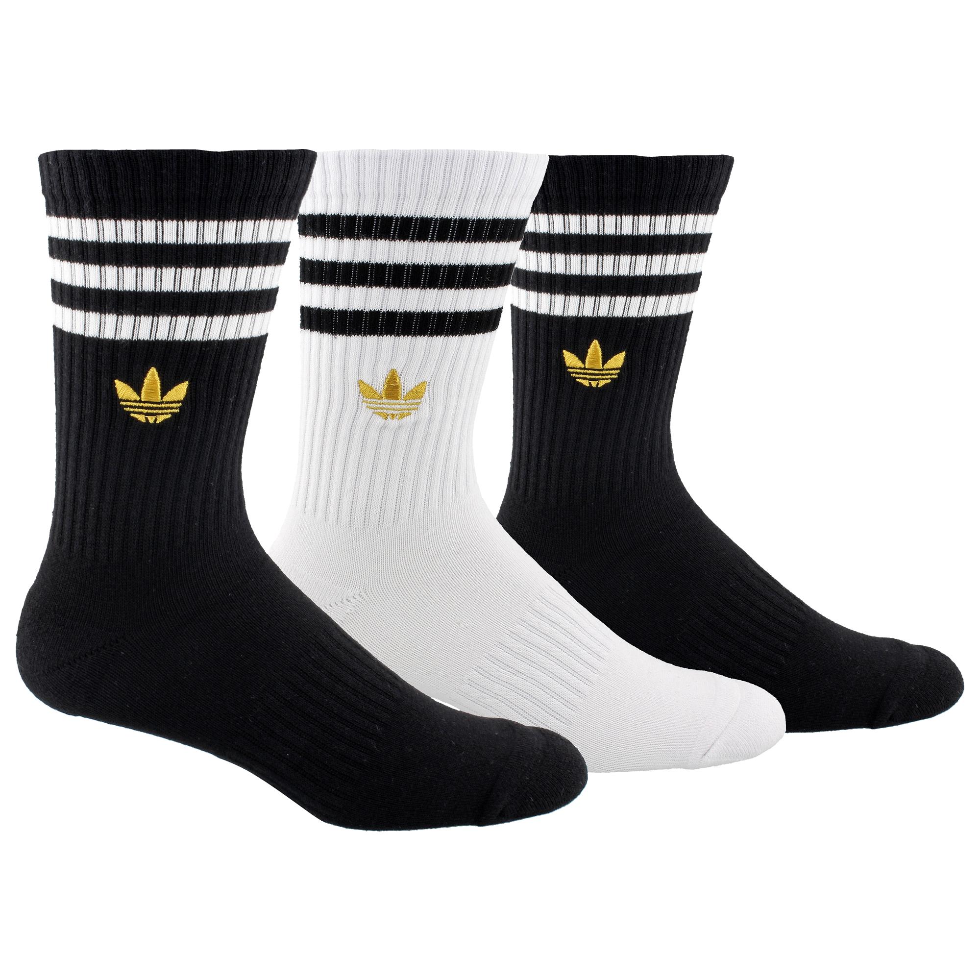 adidas Originals Synthetic 3 Stripe Embroidered 3 Pack Crew Socks in  Black/Gold (Black) for Men - Lyst
