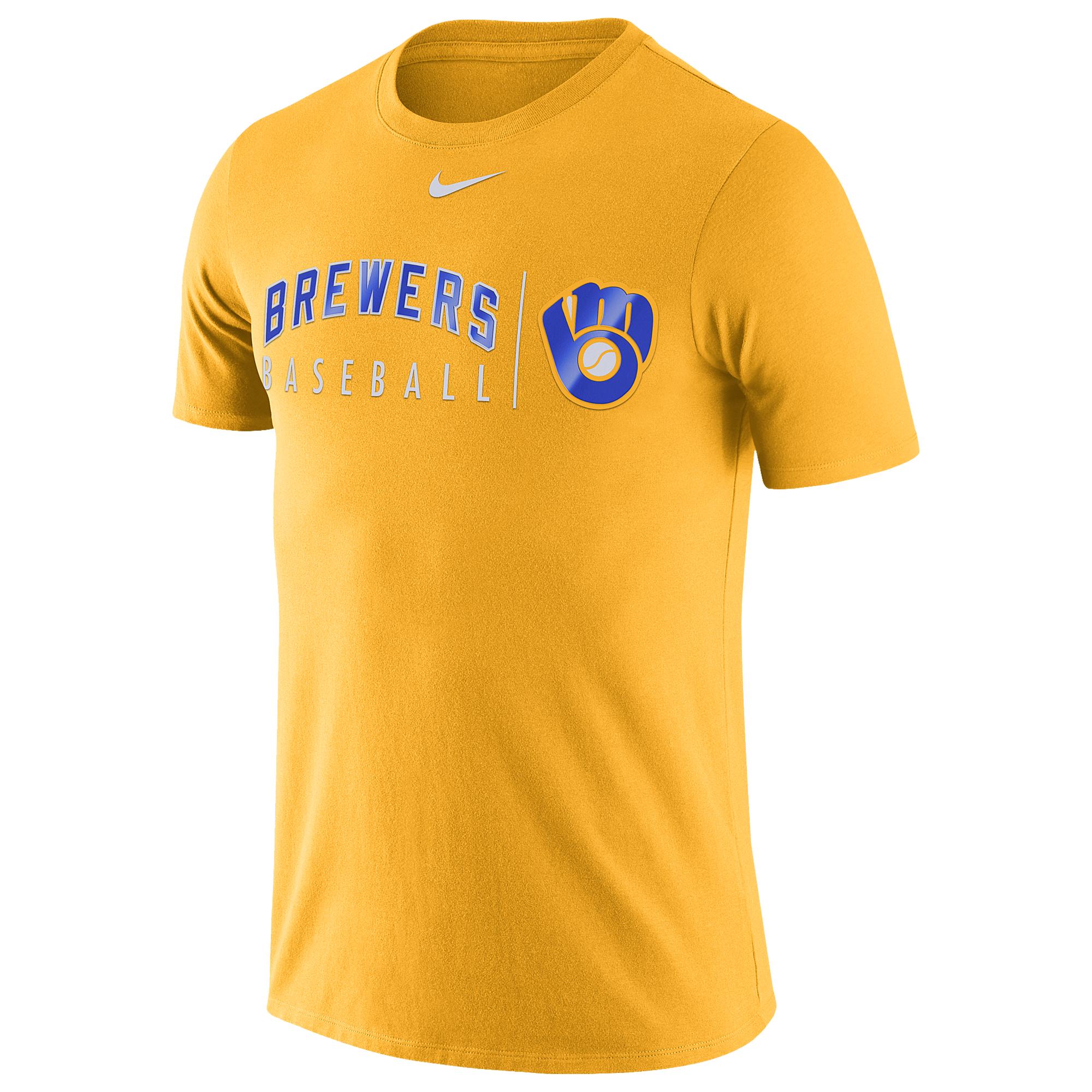 Nike Milwaukee Brewers Mlb Dri-fit Cotton Practice T-shirt in Yellow ...