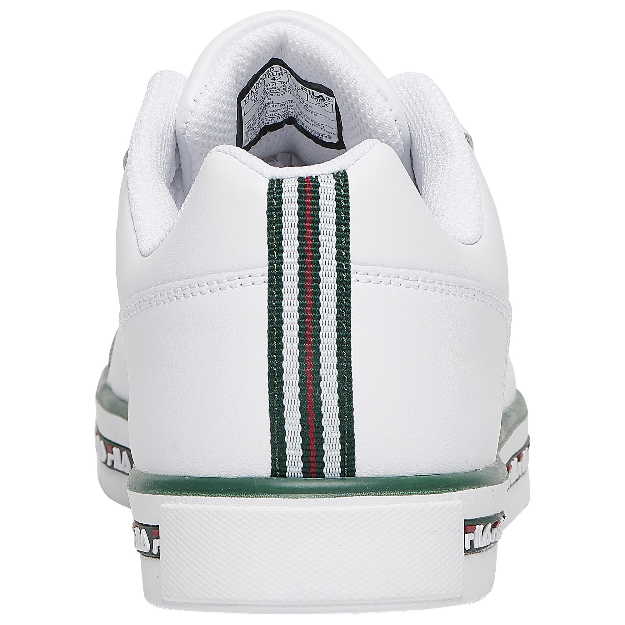 red and green fila shoes