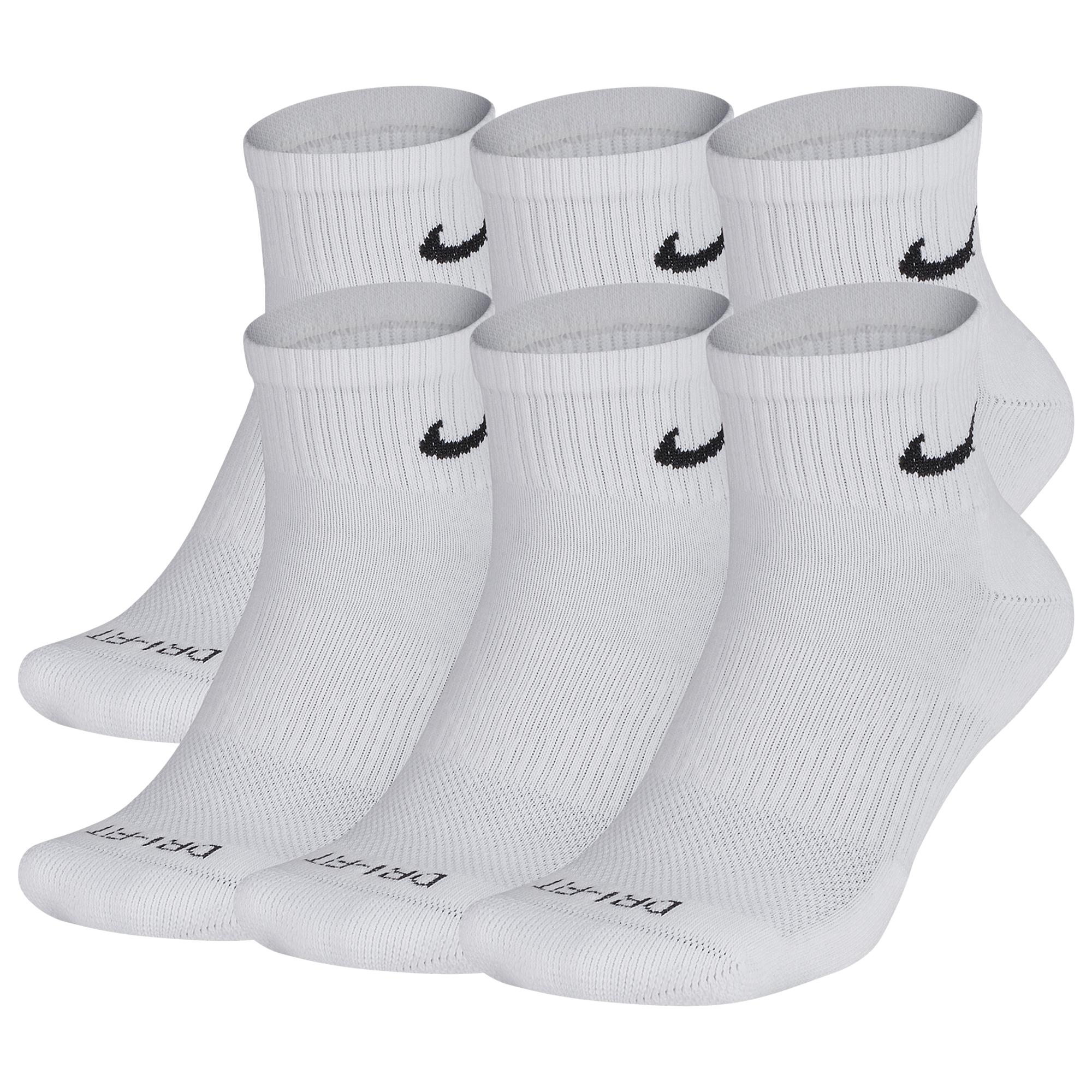 Nike 6 Pack Dri-fit Plus Quarter Socks in White/Black (White) for Men | Lyst