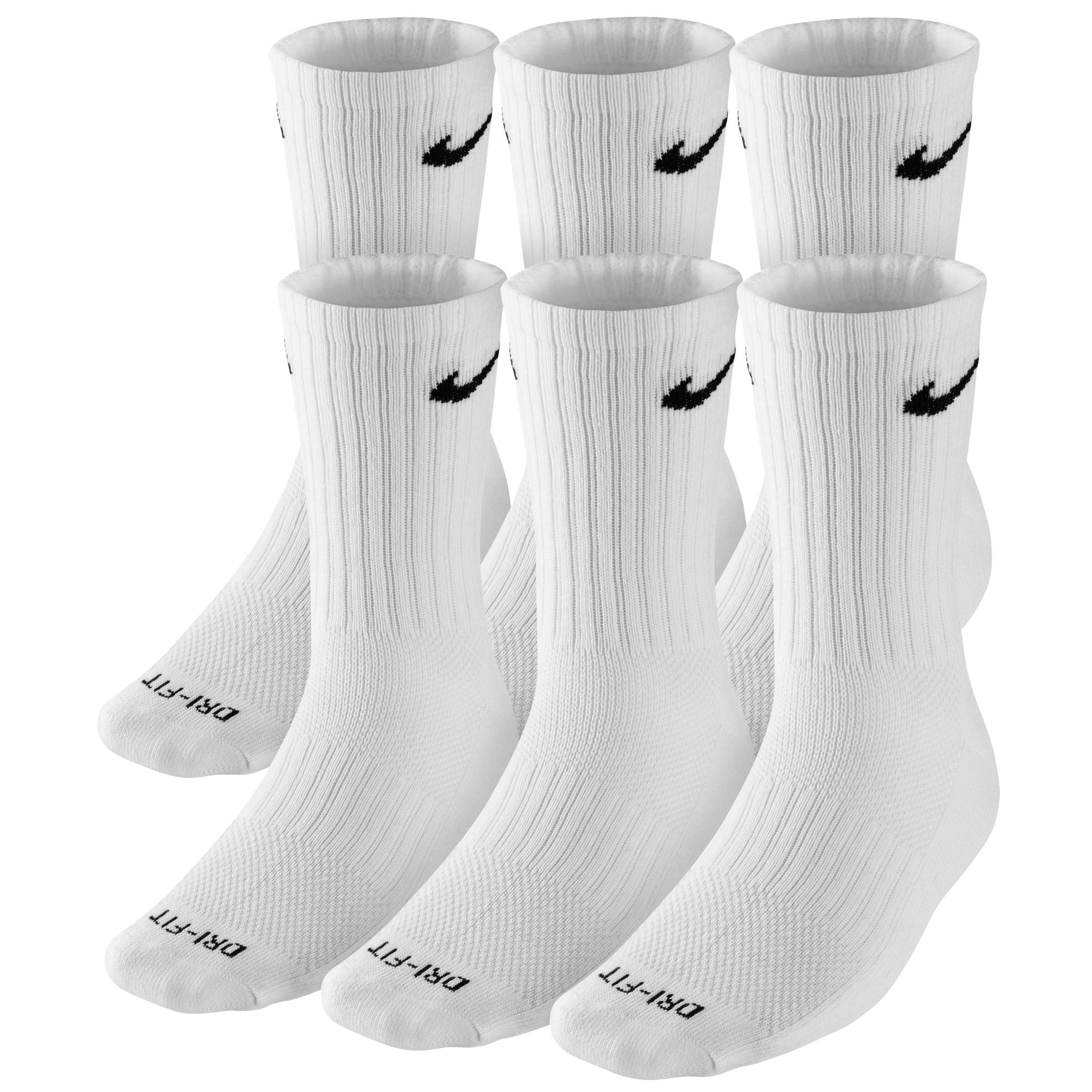 Nike Synthetic Dri-fit Cushioned Crew Socks (medium/6 Pairs) in White/ Black (White) for Men - Lyst