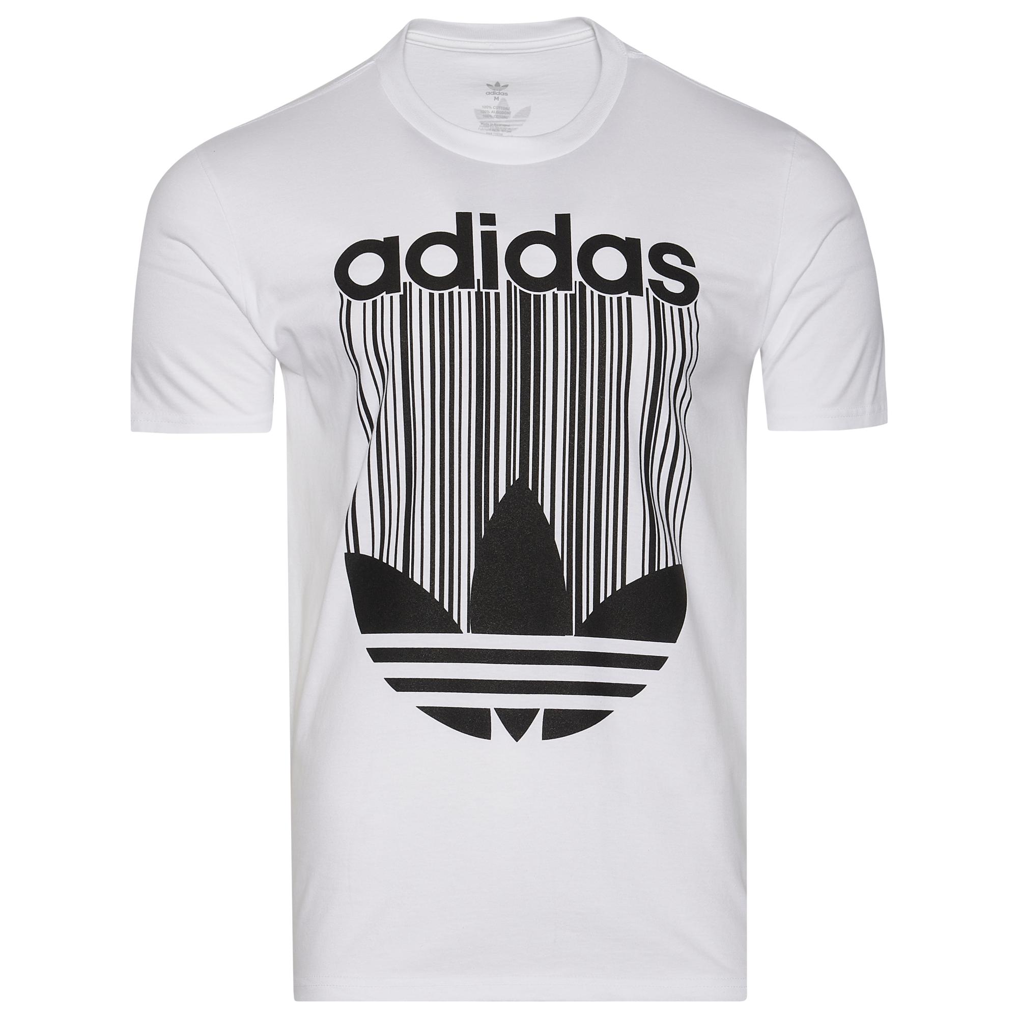 adidas Cotton Barcode Logo T-shirt in White/Black (White) for Men - Lyst