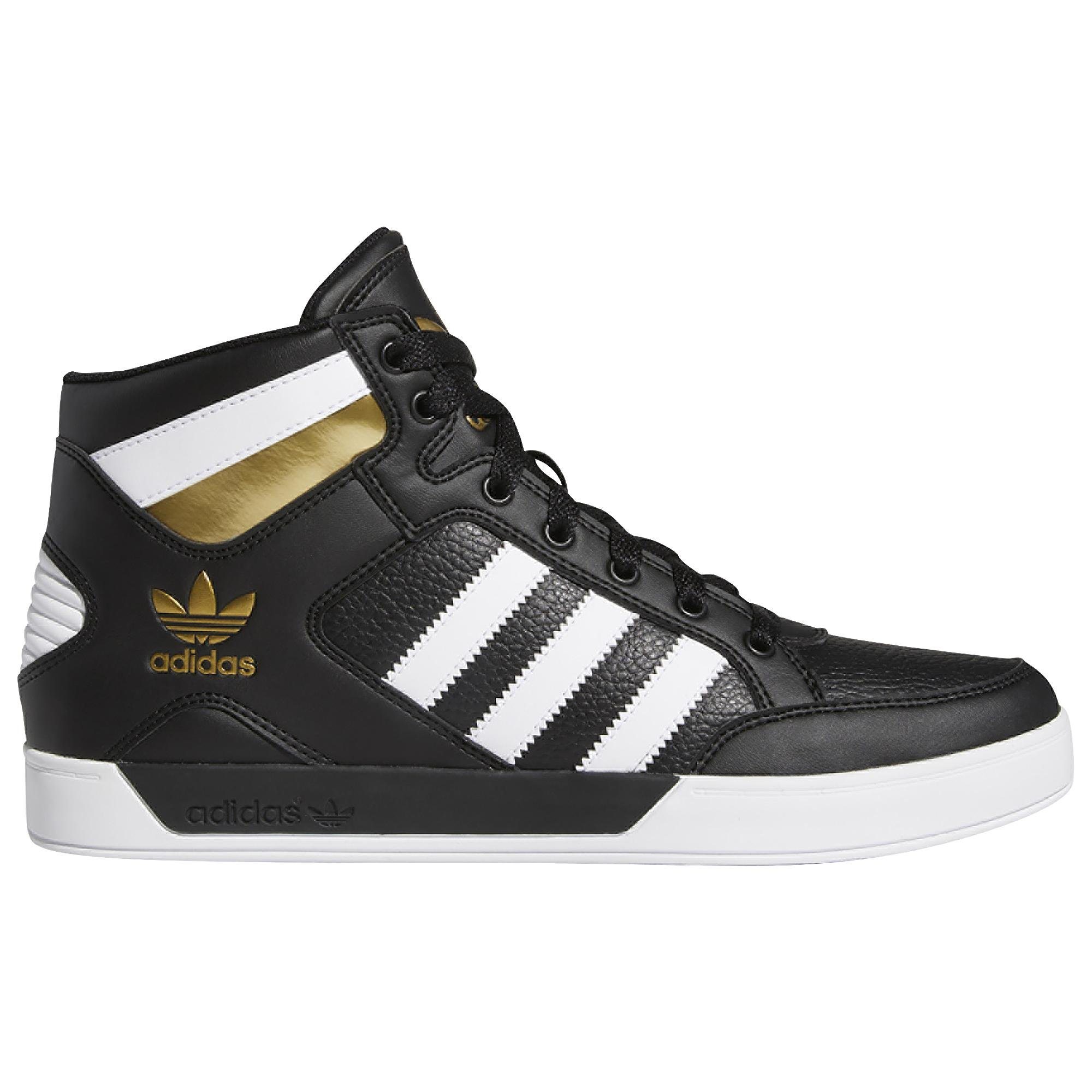 adidas Originals Leather Hardcourt Basketball Shoes in Black/White Gold ...