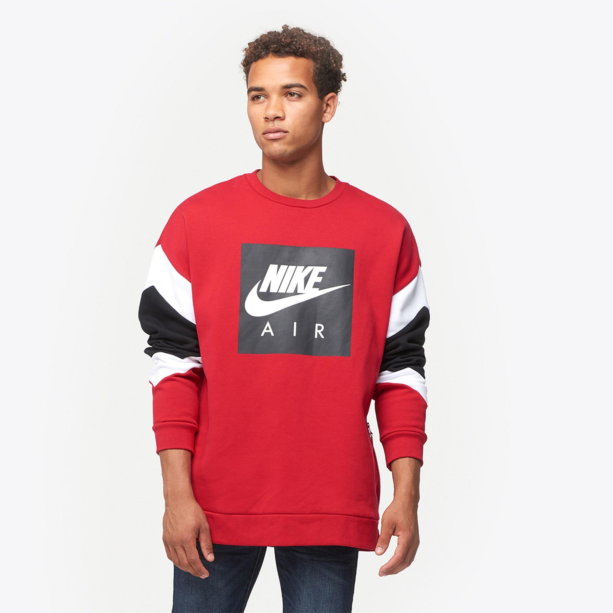 Nike Cotton Air Fleece Crew in Red for Men - Lyst