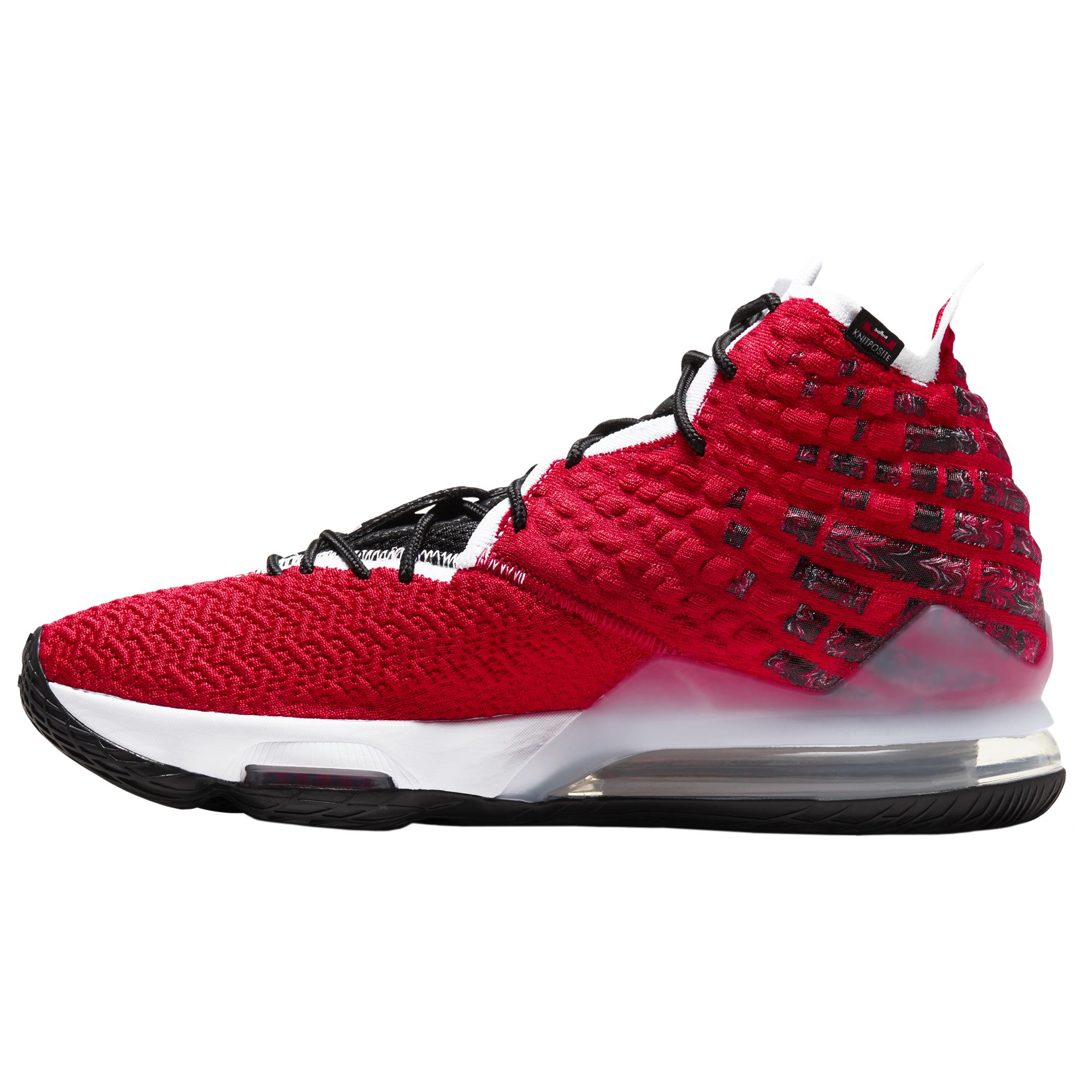Nike Rubber Lebron 17 Basketball Shoes in University Red/White/Black ...