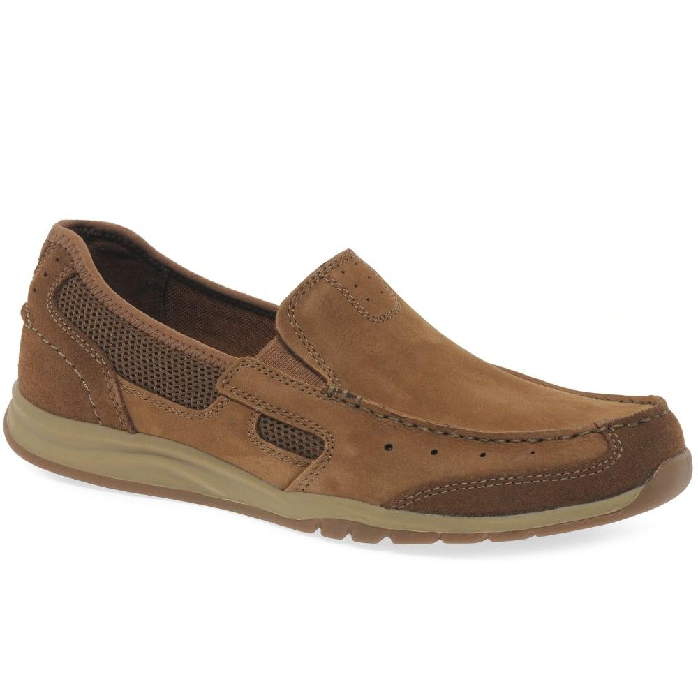 Mens CLARKS Ramada Spanish Nubuck Leather Slip On Shoes