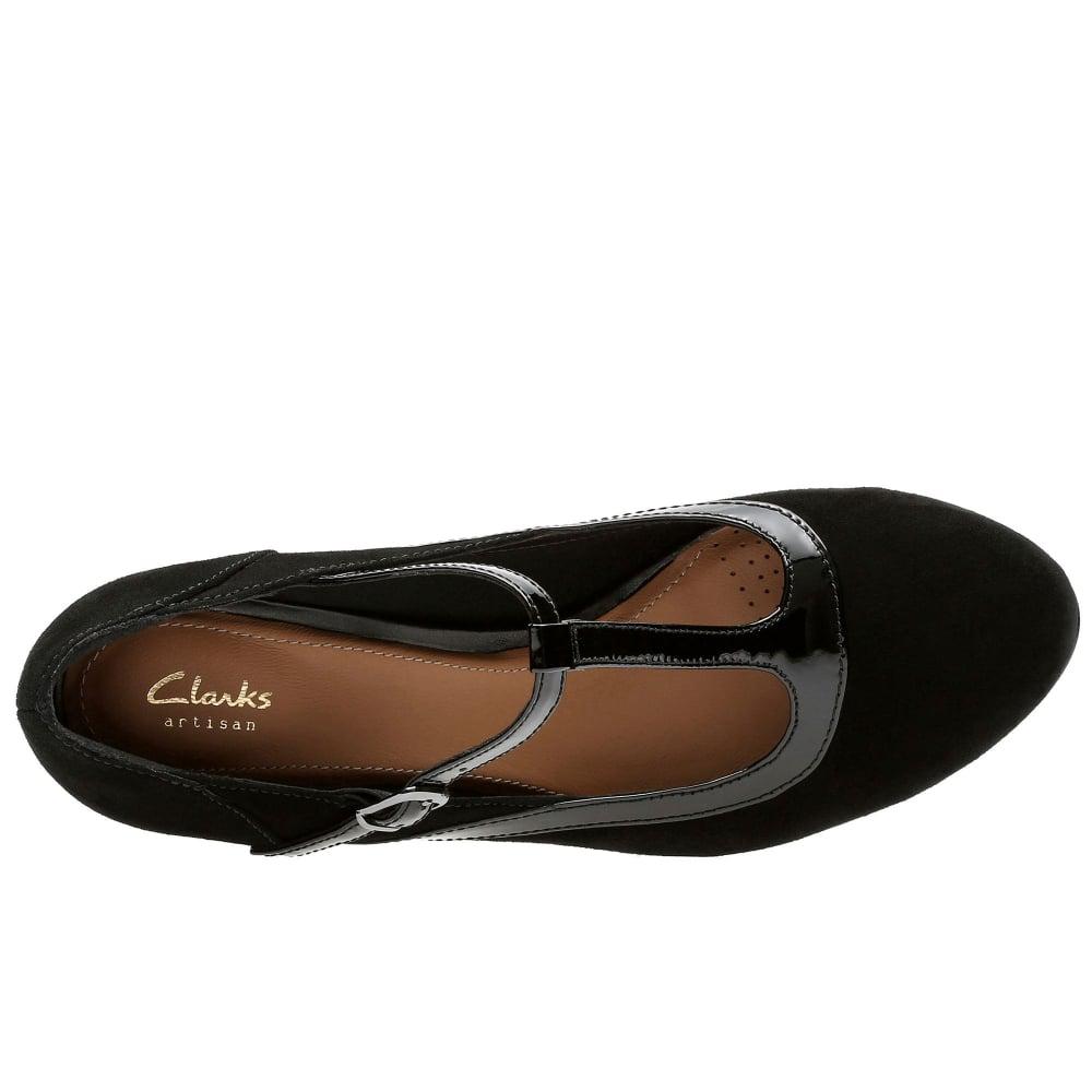 clarks black t bar shoes