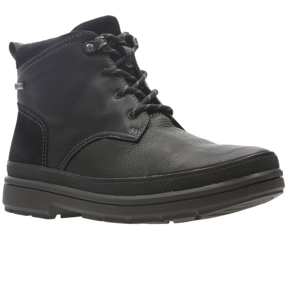 Clarks Leather Rushway Mid Mens Gore-tex Boots in Black for Men - Lyst