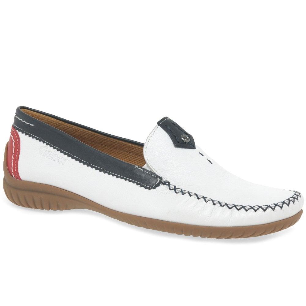 Gabor Leather California Sporty Womens Moccasins in White - Lyst