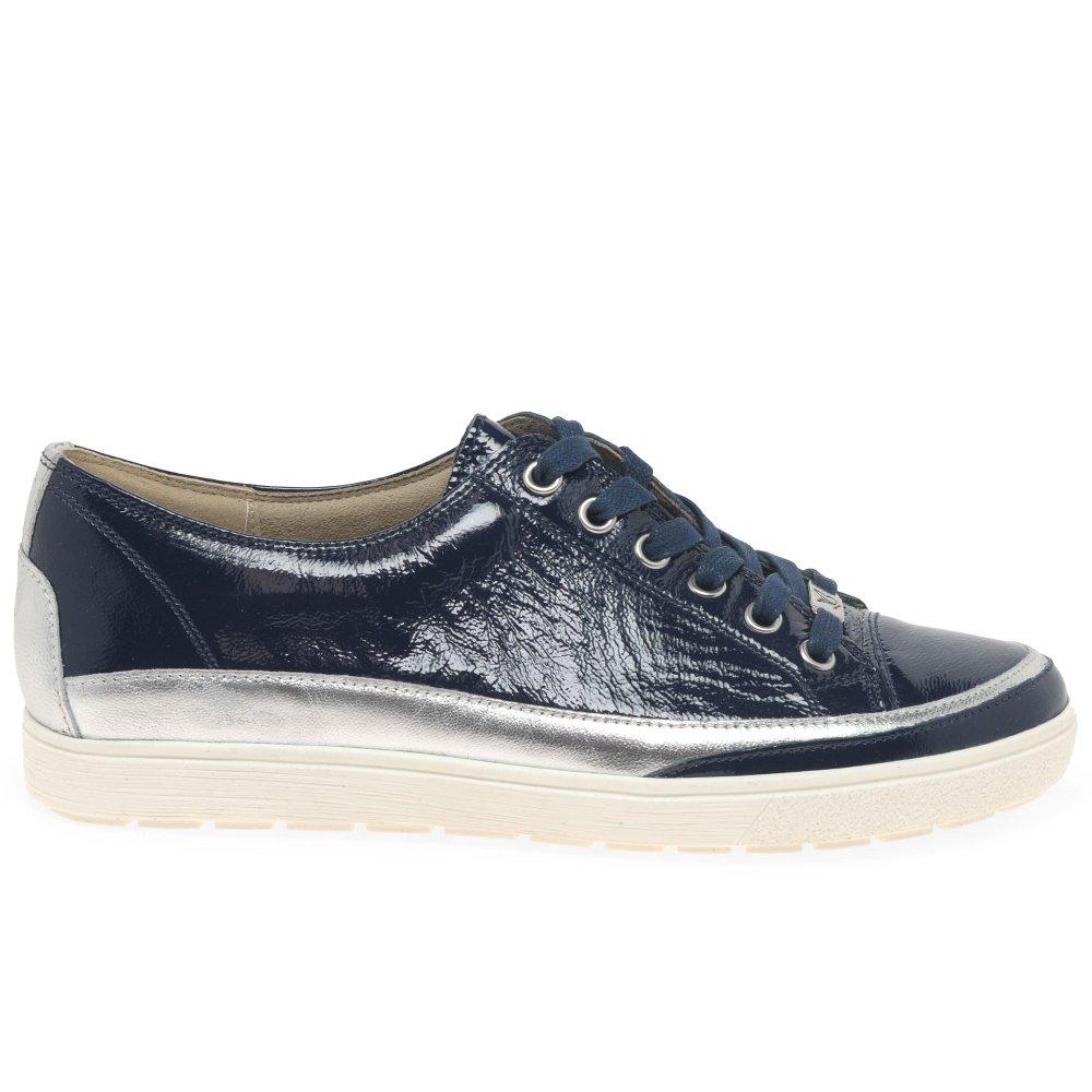 Caprice Leather Star Casual Lace Up Trainers in Marine Patent (Blue) | Lyst  Canada