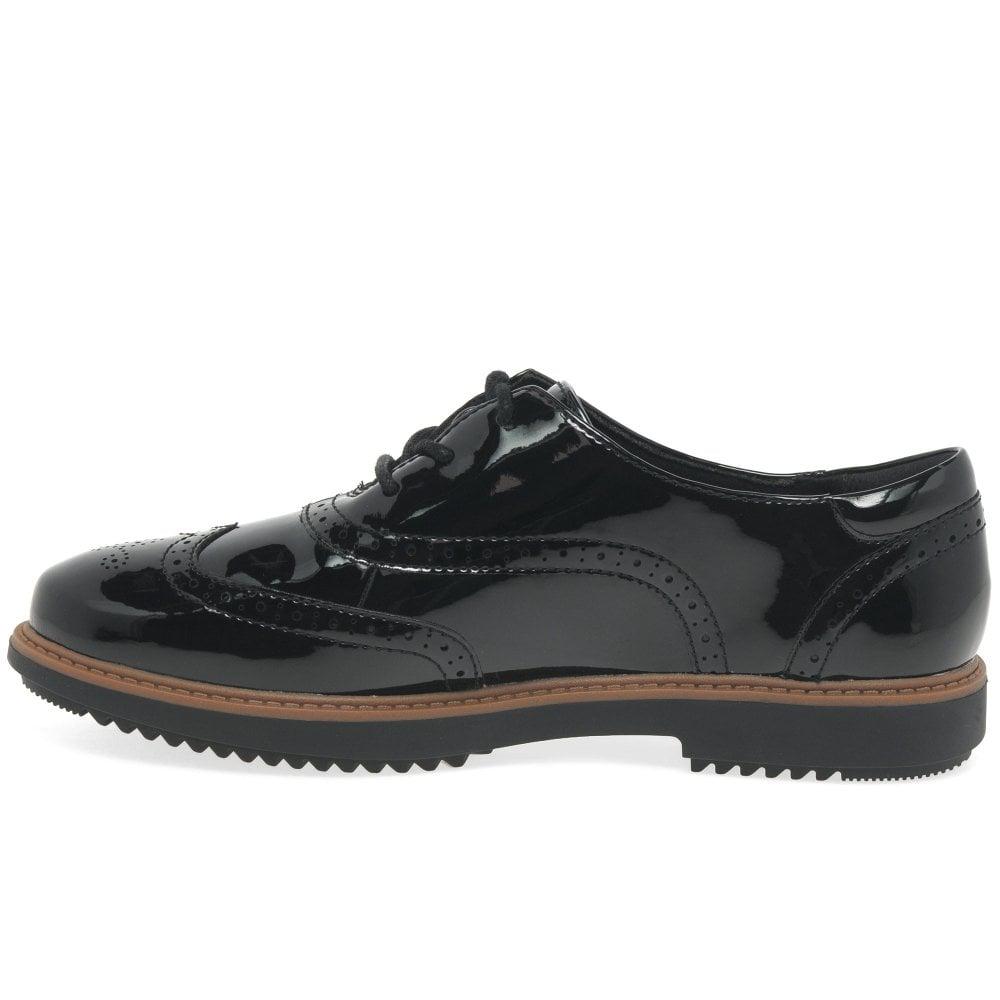 Clarks Raisie Hilde Womens Patent Leather Lace Up Brogues in Black ...