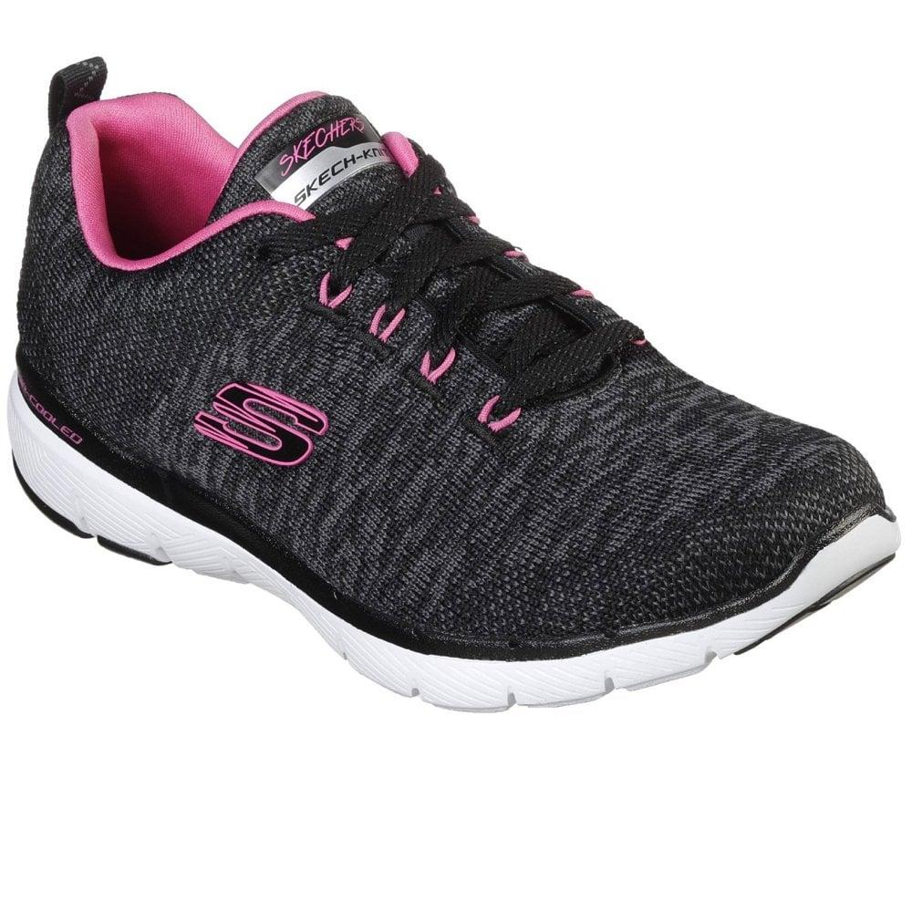 skechers black womens trainers