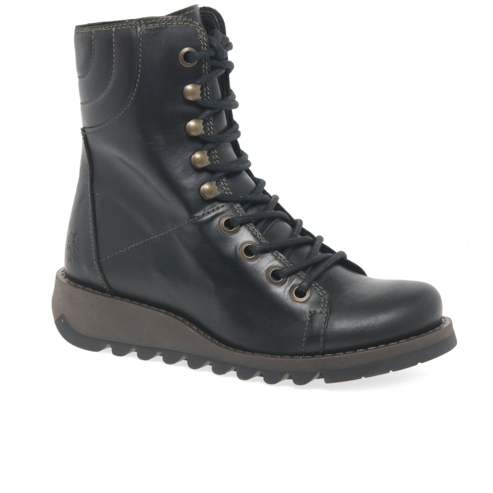 fly lace up ankle boots