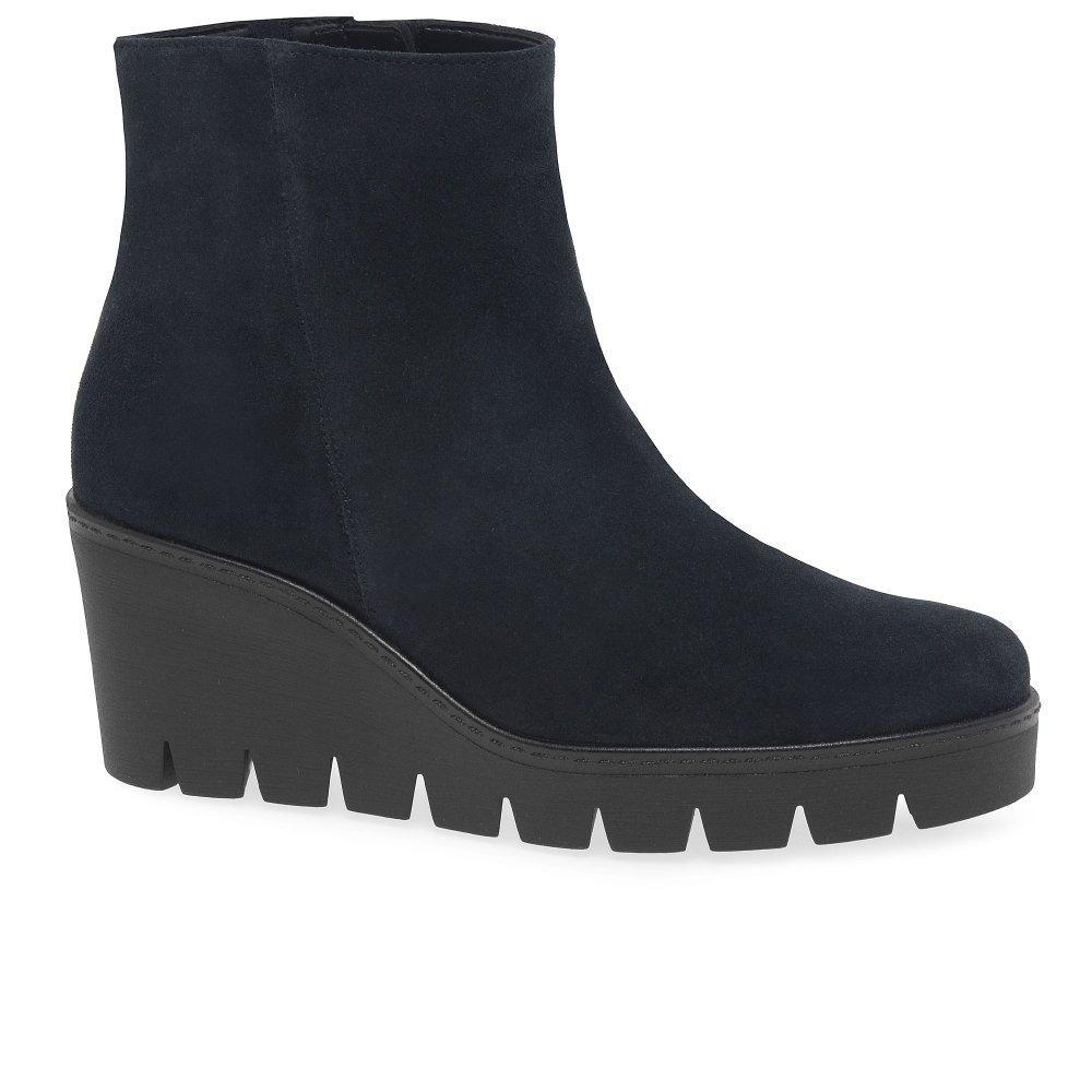 Blue suede wedge boots 2025