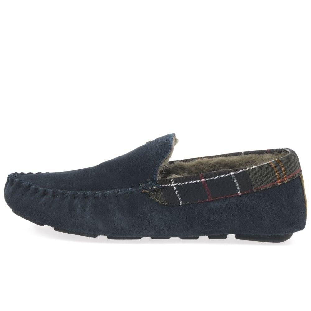 barbour mens navy monty slippers