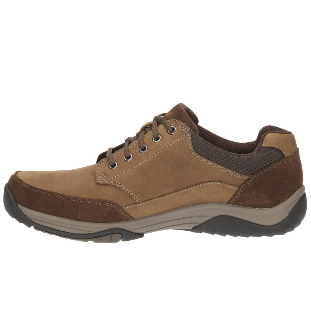 Clarks Leather Baystone Go Gtx Mens Wide Casual Shoes in Tobacco Nubuck ...