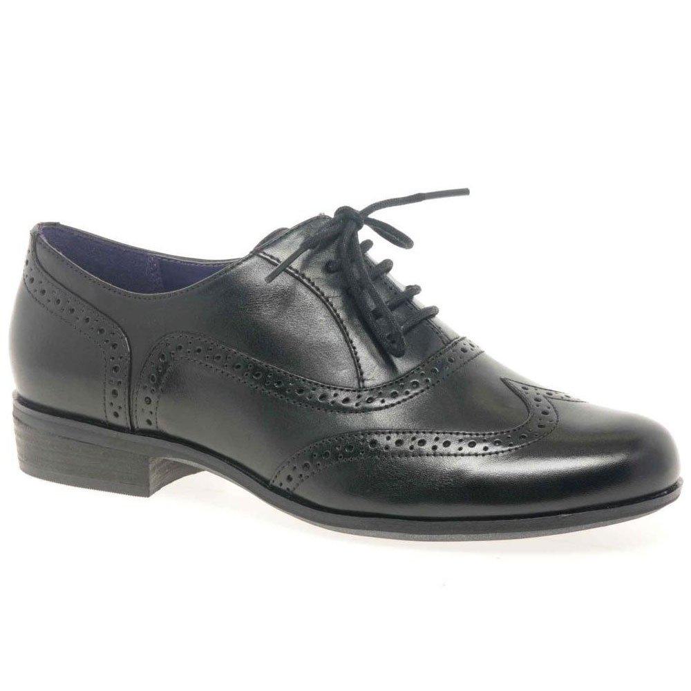 mottle leather flat brogues in black