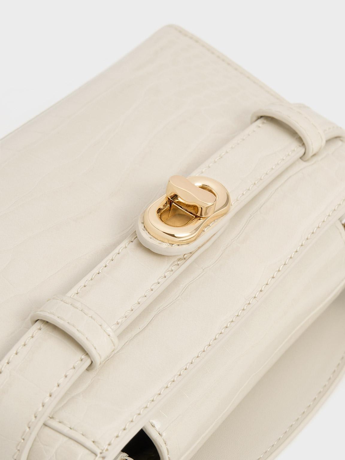 Charles Keith Aubrielle Croc effect Top Handle Bag in Natural Lyst UK