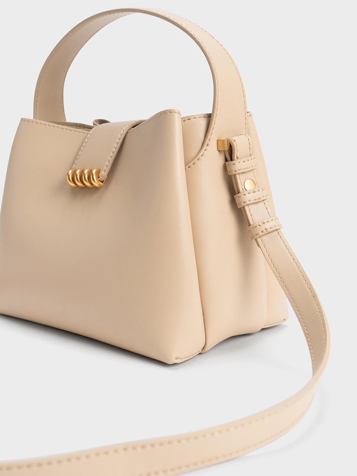 Cream Aubrielle Metallic-Accent Belted Bag - CHARLES & KEITH US