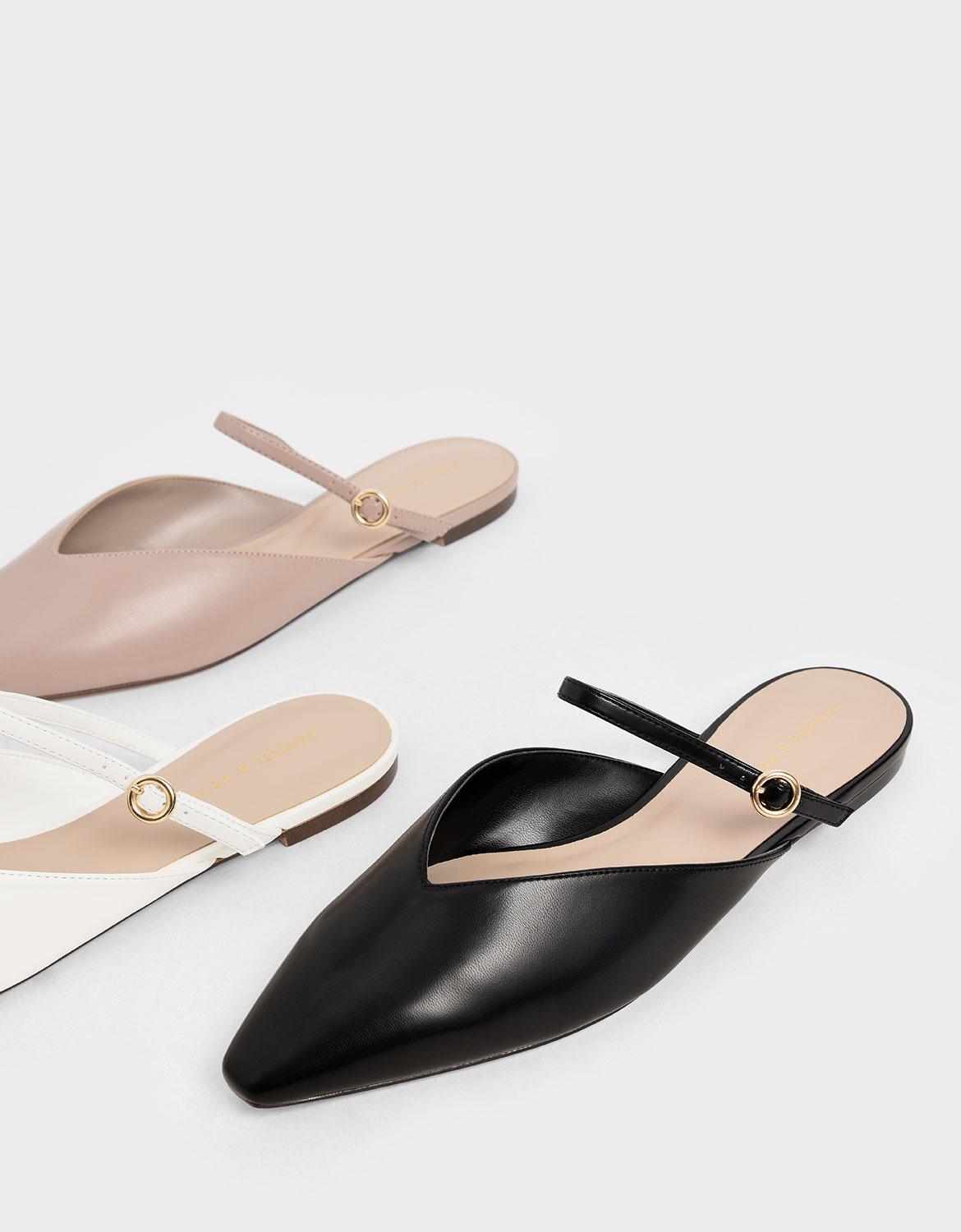 Charles & Keith Vcut Mary Jane Mules in Black Lyst