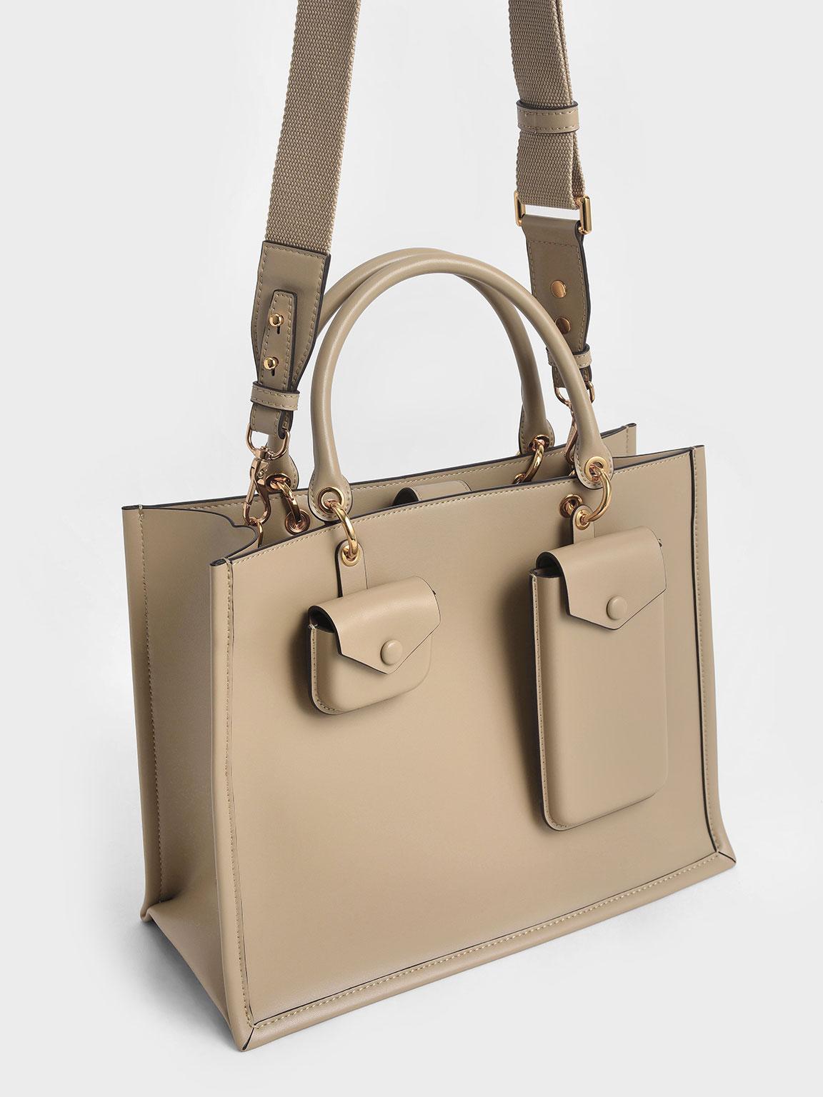 Charles u0026 Keith Amber Double Handle Tote in Natural | Lyst