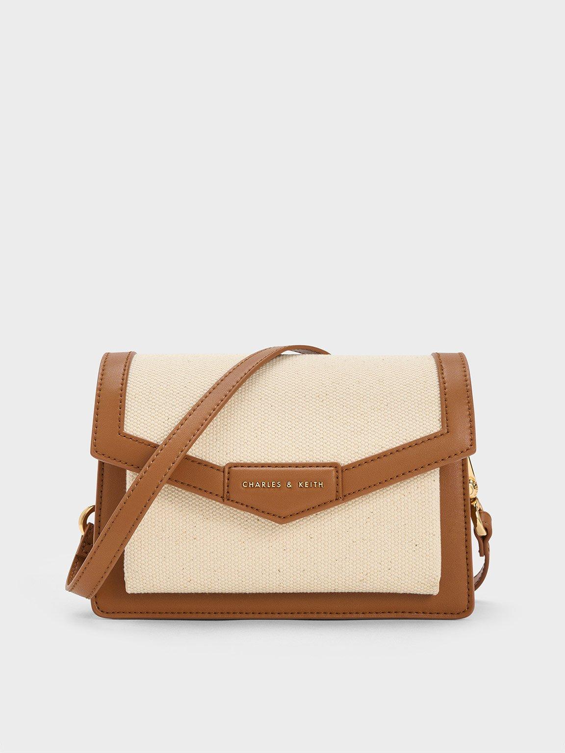 Charles Keith Canvas Envelope Crossbody Bag in Natural Lyst