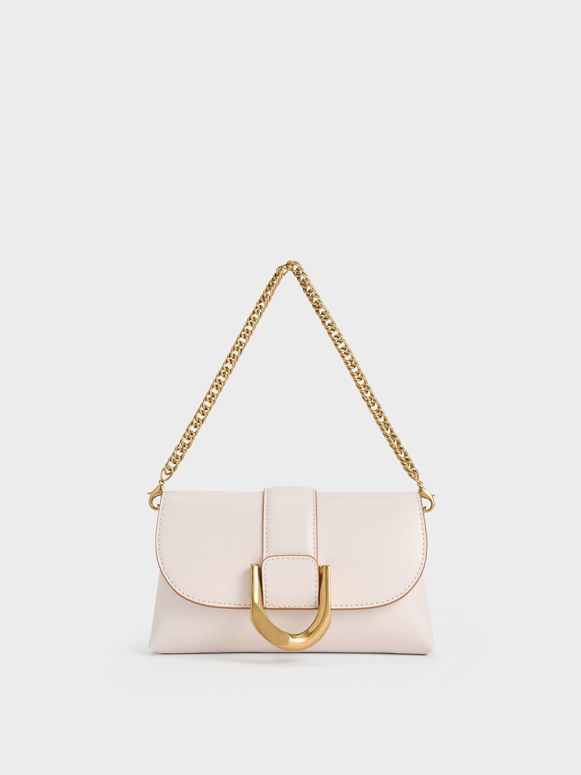 Ivory Front Flap Top Handle Crossbody Bag - CHARLES & KEITH US