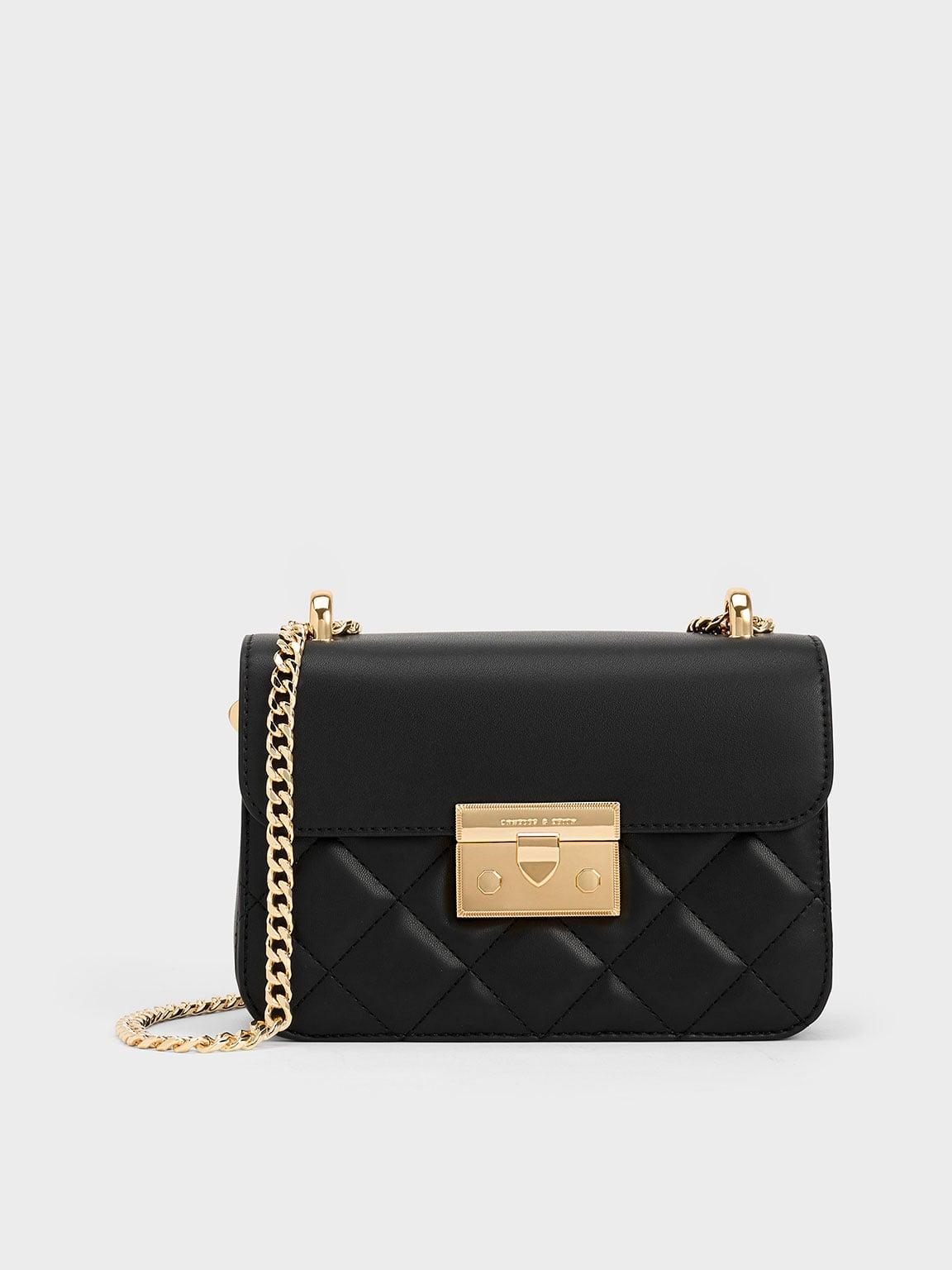 Charles & Keith Alva Quilted Chain-handle Bag in Black | Lyst UK