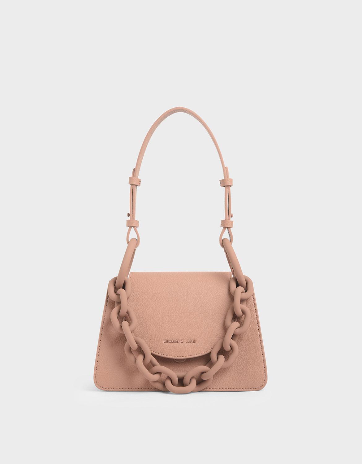 charles & keith chunky chain link small shoulder bolsa
