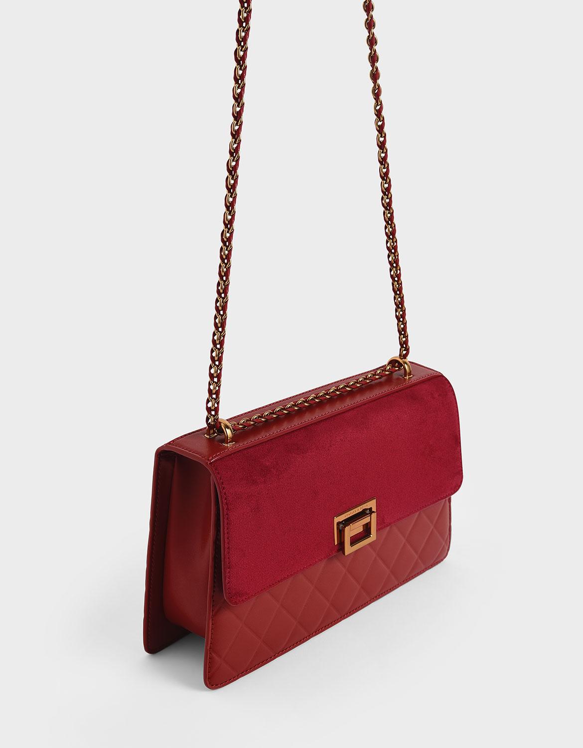 Charles & Keith Quilted Shoulder Bag in Red Lyst