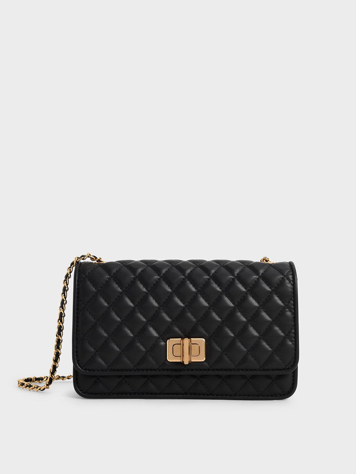 black quilted clutch