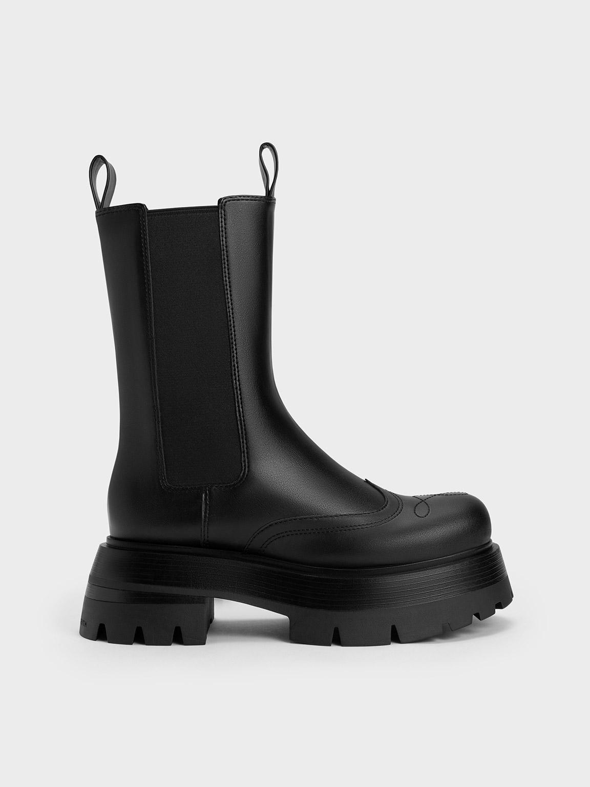 Charles & Keith Lenox Stitch-trim Chelsea Boots in Black | Lyst