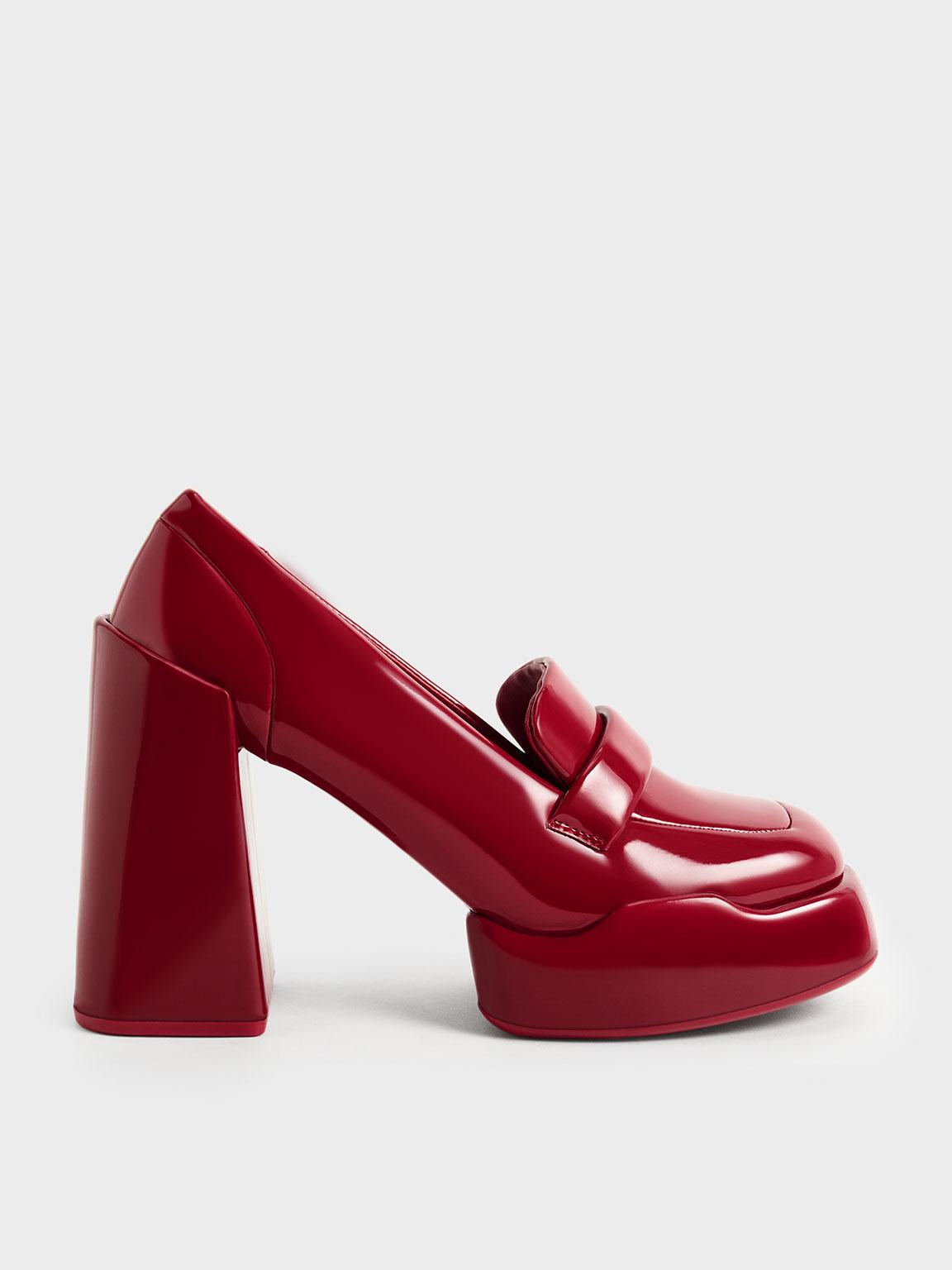 Charles & Keith Lula Patent Loafer Pumps in Red | Lyst