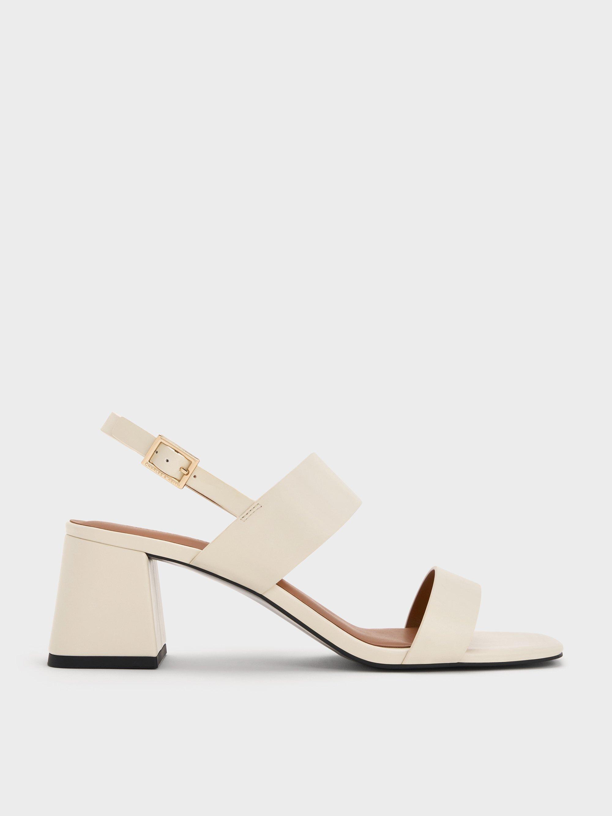 ★CHARLES&KEITH Block-Heel Ankle-Strap Sandals/送料込 Multicoloured Block Heel Ankle-Strap Sandals - CHARLES