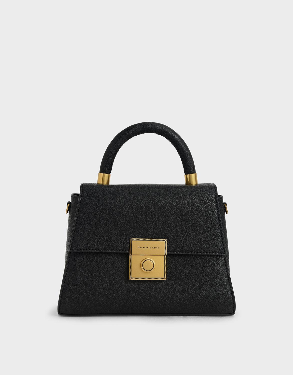 Charles & Keith Trapeze Top Handle Bag in Black | Lyst