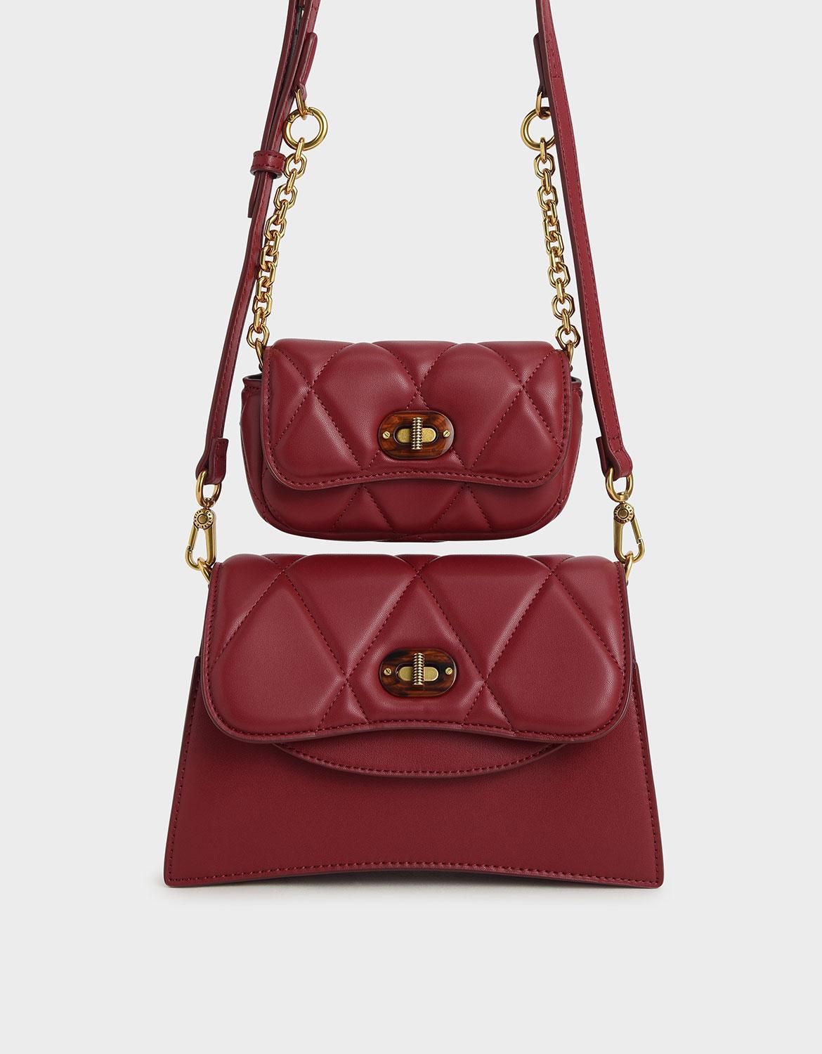 Charles & Keith Padded Double Pocket Shoulder Bag in Red Lyst