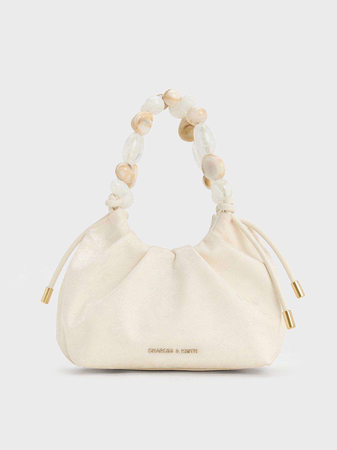 Charles&Keith バッグ Charles & Keith Aviary Jacquard Beaded-Handle Bag in Natural | Lyst