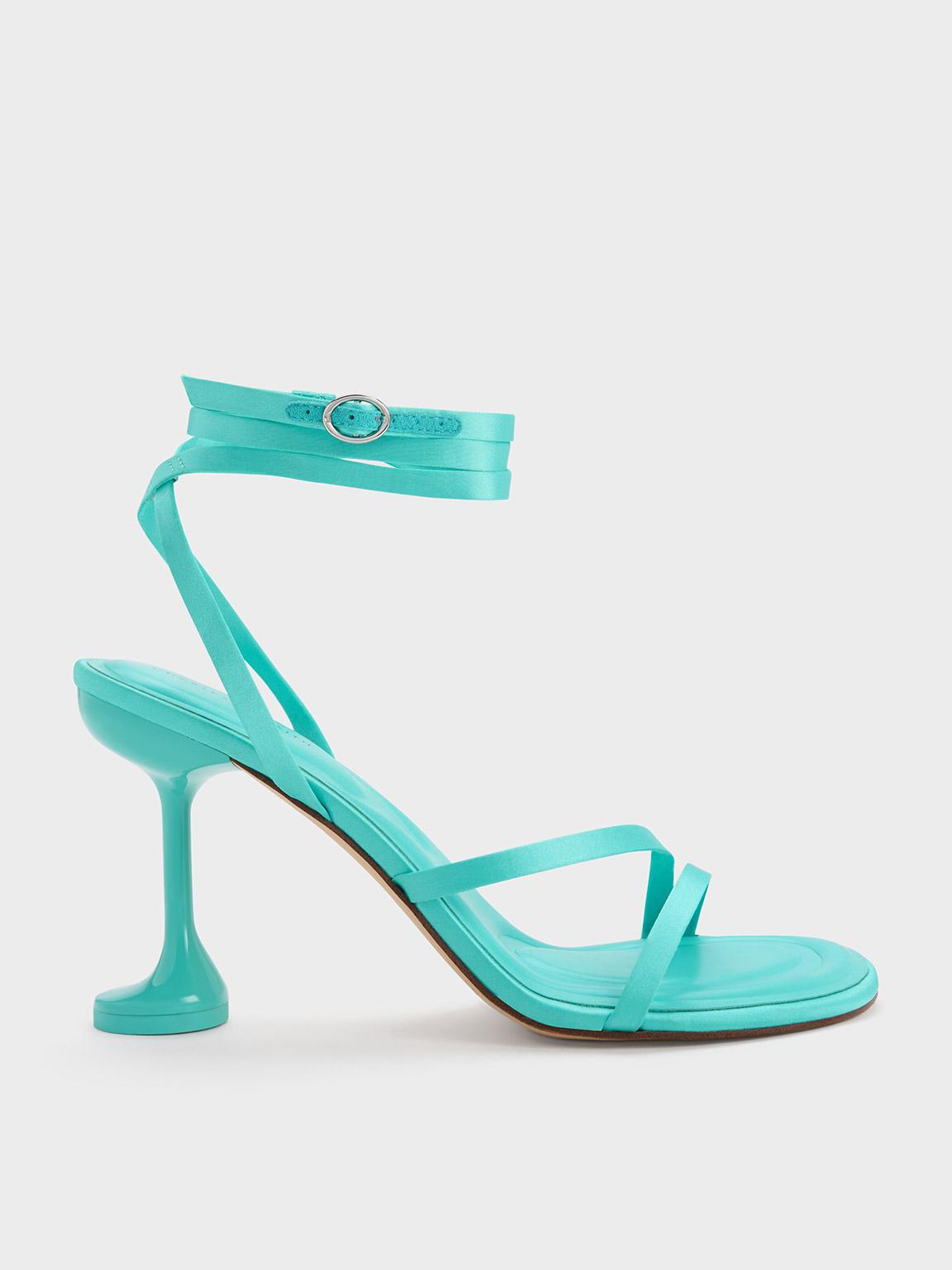 Charles & Keith Celestine Sculptural Heel Strappy Sandals in Blue | Lyst UK
