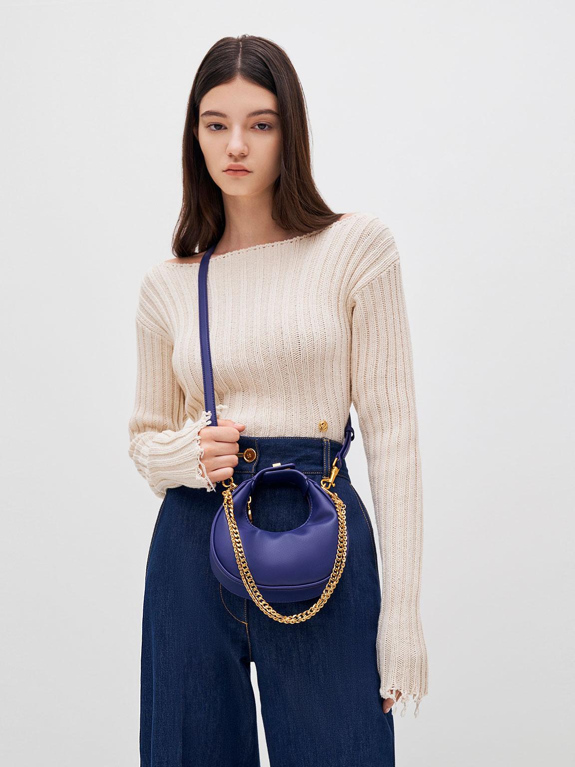Charles & Keith Mini Crescent Hobo Bag in Blue | Lyst
