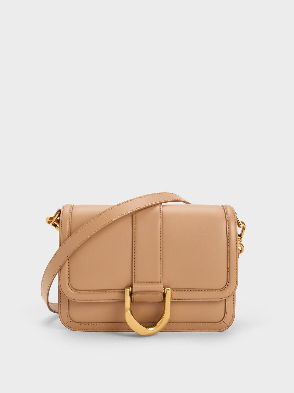 Charles & Keith Gabine Leather Crossbody Bag in Natural Lyst