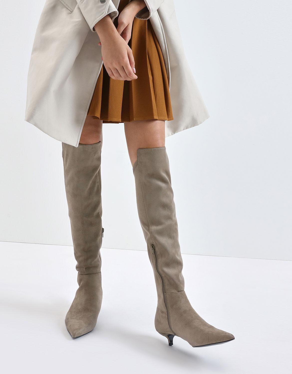 kitten heel thigh high boots