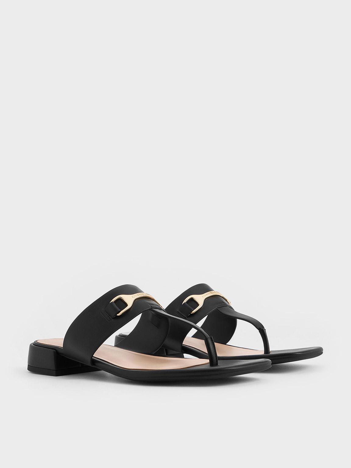 Chalk Strappy Flatform Thong Sandals - CHARLES & KEITH CO