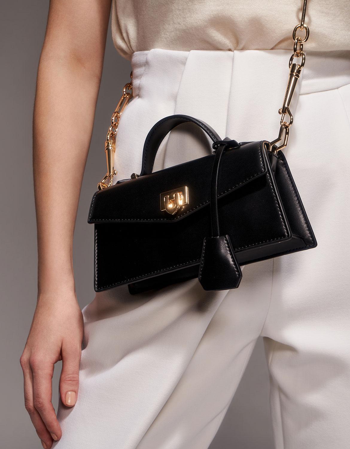 Charles & Keith Trapeze Top Handle Bag in Black Lyst